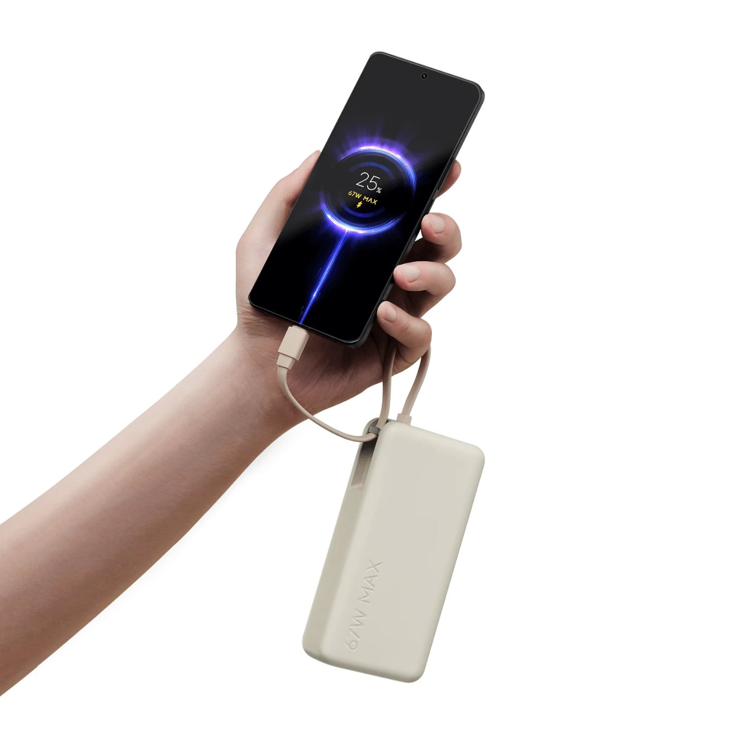 Xiaomi 67W Power Bank 20000 (Integrated Cable) - Tan - Image 2
